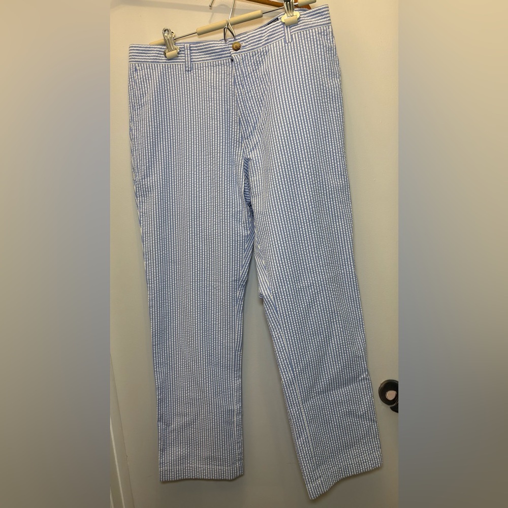 Vineyard Vines Seersucker Striped Pants Blue & White Nautical 35x30